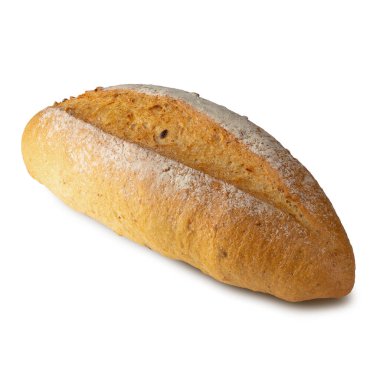 Beyaz arka planda izole edilmiş taze geleneksel ekmek..