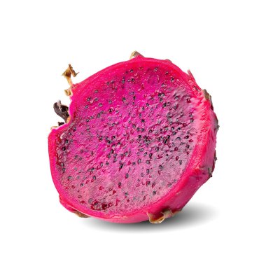 Kızıl Ejder Meyvesi 'nden dilimlenmiş ya da Pitaya beyaz arka planda izole edilmiş. kırpma yolu ile.