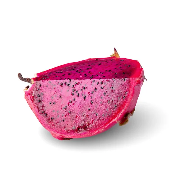 Szeletelve Red Dragonfruit Vagy Pitaya Izolált Fehér Háttér Vágási Útvonallal — Stock Fotó