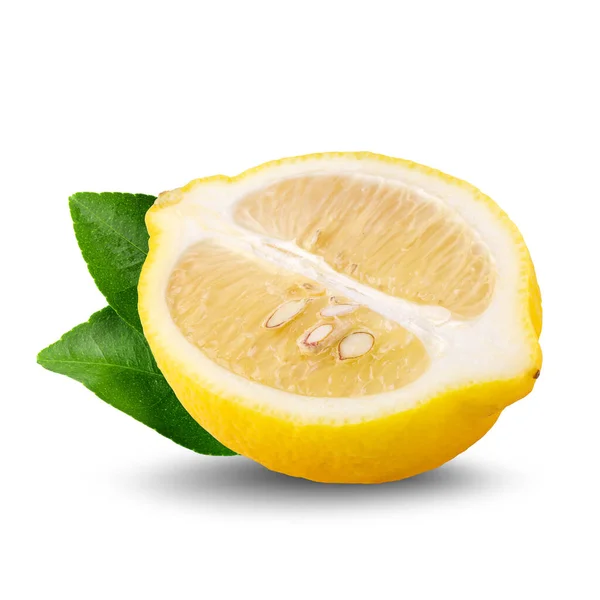 Mogen Skiva Gul Citron Citrusfrukt Isolerad Vit Bakgrund Med Klippning — Stockfoto