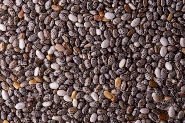 Black Chia Seed Organic Food Close Isolated White Background Top — Stock Photo, Image