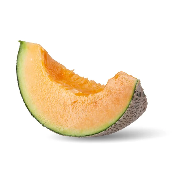 Geschnitten Cantaloupe Melonen Isoliert Auf Weißem Hintergrund Mit Clipping Pfad — Stockfoto