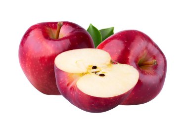 Taze kırmızı elma meyvesi beyaz bir arkaplan izole etti