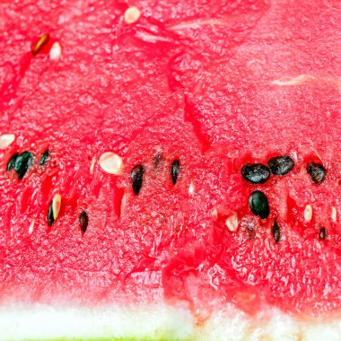 Zevk için büyük, olgun kırmızı karpuz posası. seçici odak