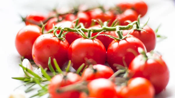 Hermosos Tomates Rojos Maduros Herederos Cultivados Invernadero Jardinería Foto Con — Foto de Stock