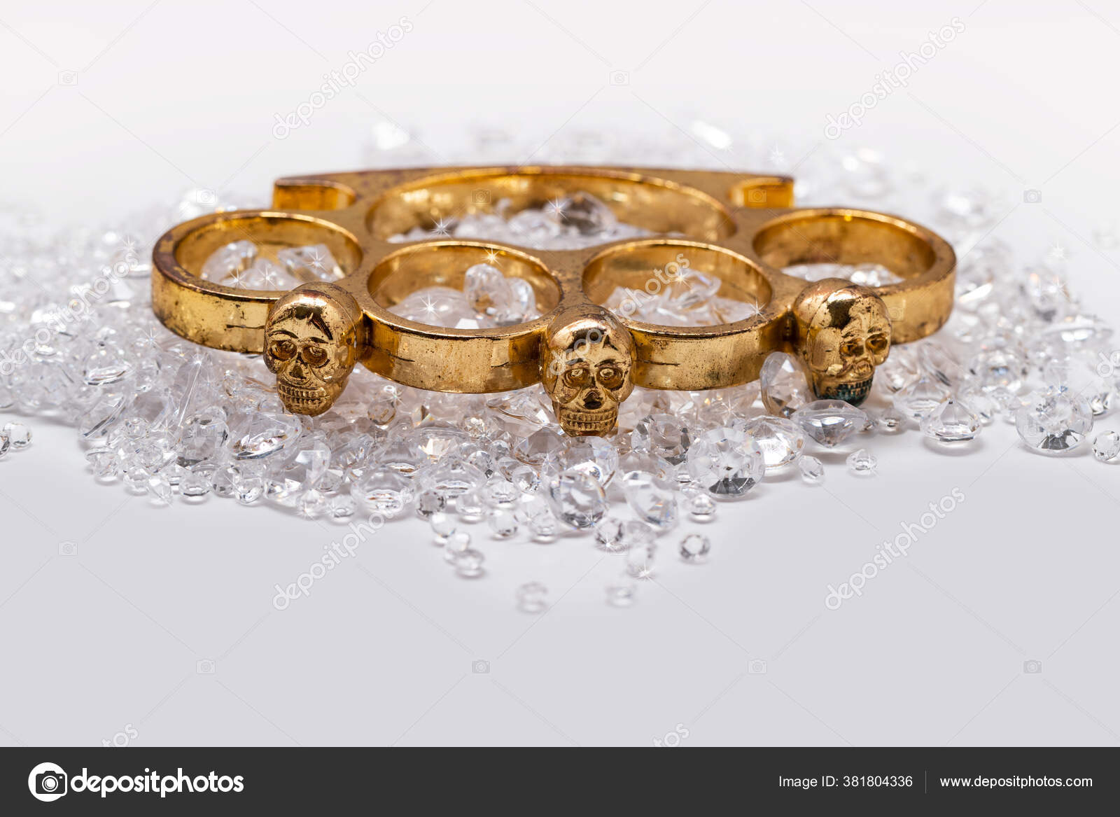 Brass Knuckles Golden Watch Crystal Diamonds Men's Wallet