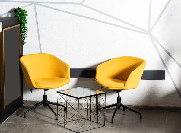 Yellow Chair Grey Background — Stock Photo, Image