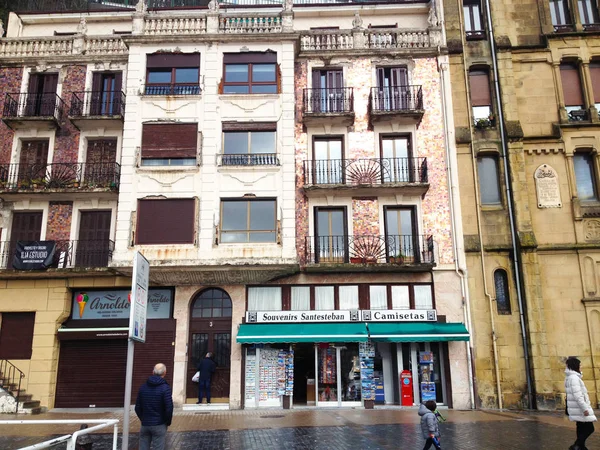San Sebastian Spanien Januar 2018 Fassaden Bauen San Sebastian Baskenland — Stockfoto