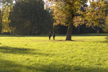 Kiev, Ukrayna - 13 Ekim 2018: İnsanlar sıcak bir sonbahar günü İskenderiye parkta tadını çıkarın. Bila Tserkva, Ukrayna'nın Kiev bölge.