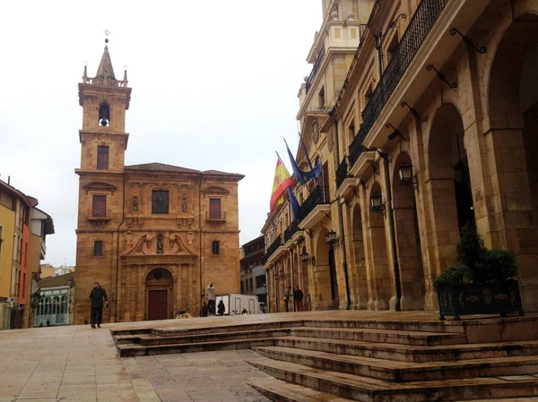 Oviedo España Enero 2018 Plaza Constitución Esta Plaza Principal Oviedo — Foto de Stock