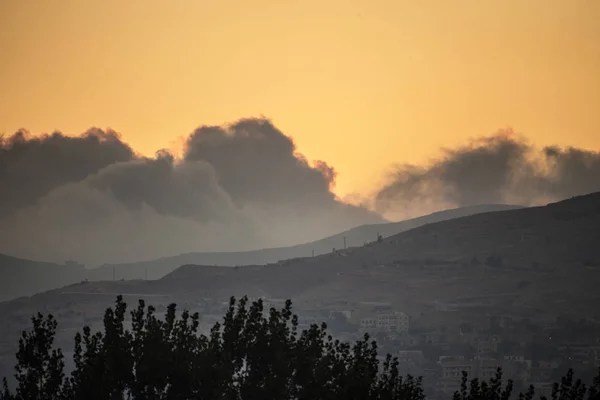 Západ Slunce Nad Městem Horách Libanonu Bejrút Libanon — Stock fotografie
