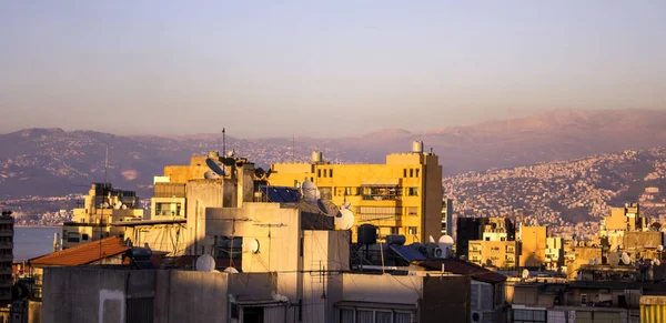 Красивый Вид Город Бейрут Горы Вокруг Бейрут Ливан — стоковое фото