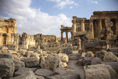 Roma antik Heliopolis tapınak karmaşık mahveder. Baalbek, Bekaa Vadisi, Lübnan.