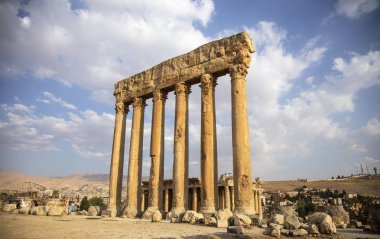 Roma antik Heliopolis tapınak karmaşık mahveder. Baalbek, Bekaa Vadisi, Lübnan.
