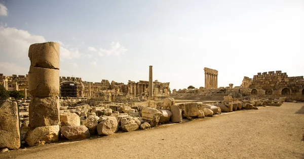 Grande Corte Antigo Complexo Templos Heliópolis Baalbek Bekaa Valley Líbano — Fotografia de Stock