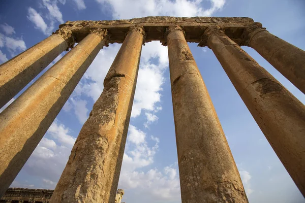 Ruinas Romanas Del Antiguo Complejo Del Templo Heliópolis Baalbek Valle —  Fotos de Stock