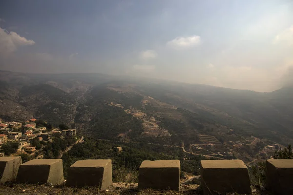 Paisaje Del Líbano Con Pueblos Montaña Colinas Viñedos Líbano — Foto de Stock