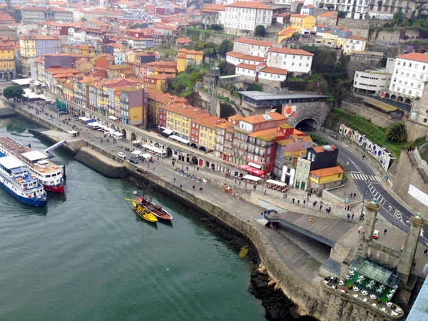 Porto Portugal Januari 2018 Uitzicht Historische Wijk Van Ribeira Rivier — Stockfoto