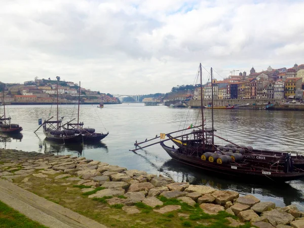 Porto Portugal Januari 2018 Uitzicht Historische Wijk Van Ribeira Rivier — Stockfoto