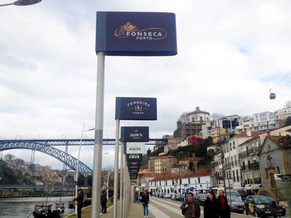 Porto Portugal Januari 2018 Posters Reclame Haven Wijn Dom Luis — Stockfoto