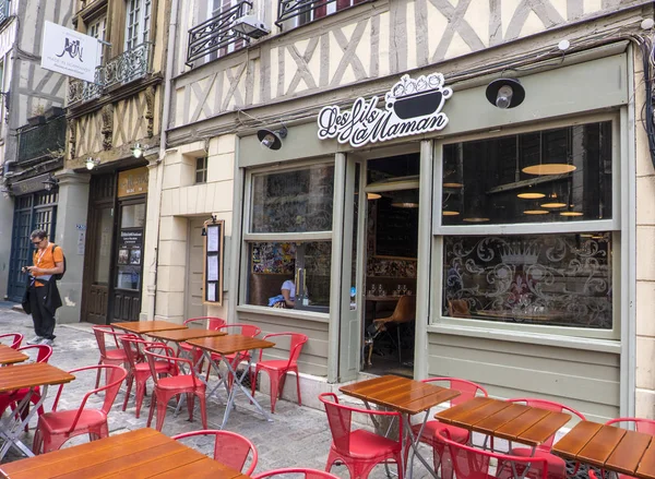 Rouen Francia Agosto 2018 Street Café Casas Antiguas Centro Turístico — Foto de Stock