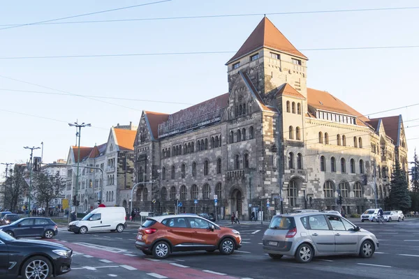 Poznan Poland December 2018 Street Intersection Building Poznan Philharmonic Tadeusz — Stock Photo, Image