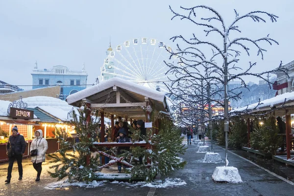 Kyiv Ukraine Dezember 2018 Weihnachtsmarkt Auf Dem Kontraktova Platz Auf — Stockfoto