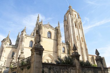 Segovia, İspanya - 26 Nisan 2008: Bir Segovia Katedrali. Catedral de Santa Maria de Segovia, Castilla y Leon, İspanya