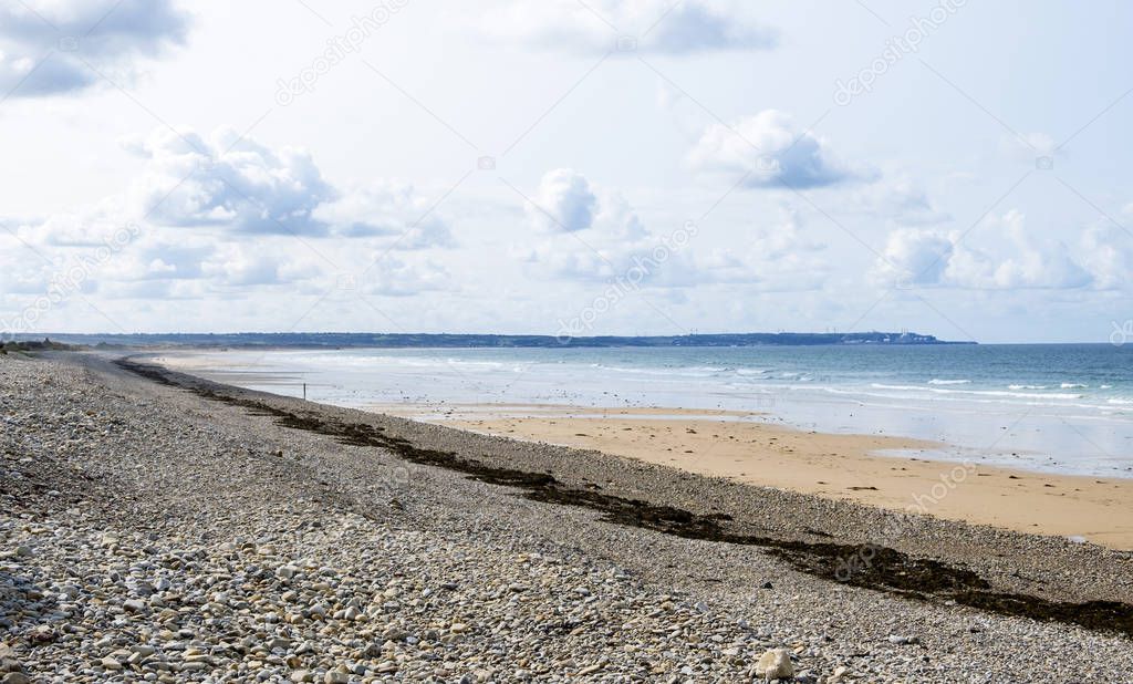 Seascape near Biville on the coast of English Channel in Normady. Manche, Cotentin, Cap de la Hague, France