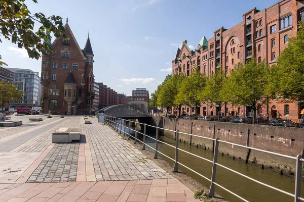 Staré sklad okres Speicherstadt Hamburk, Německo — Stock fotografie