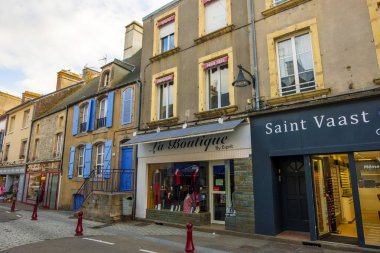 Sokak manzarası-Saint-Vaast-La-Hougue, Normandy, France