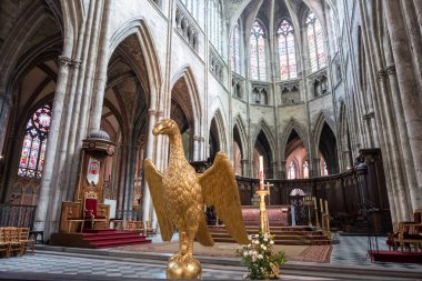 Bordeaux'daki Cathedrale Saint-Andre'nin iç görünümü, Aquitaine, Fransa