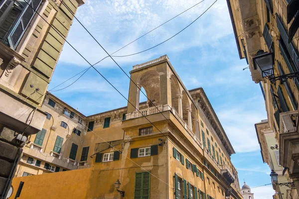 Genua Italien Augusti 2019 Vacker Utsikt Över Gamla Byggnader Och — Stockfoto