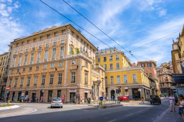 Cenova, İtalya - 20 Ağustos 2019: Cenova 'nın tarihi merkezinde yer alan Piazza della Nunziata' daki Palazzo Lauro olarak da bilinen Nicolo Lomellini Sarayı