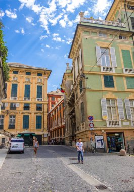 Cenova, İtalya - 20 Ağustos 2019: İtalya 'nın Liguria bölgesindeki Piazza della Meridiana Meydanı' nda Palazzo Gio Carlo Brignole