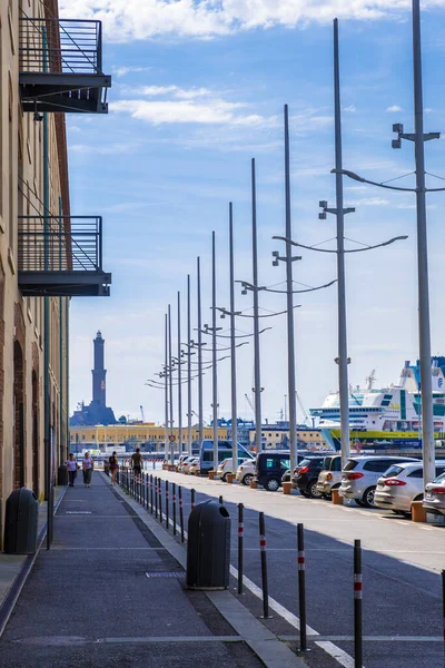 Génova Italia Agosto 2019 Faro Antiguo Lanterna Porto Antico Genova — Foto de Stock