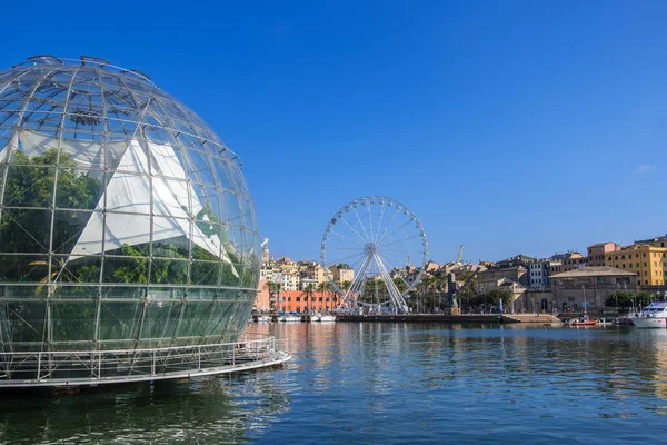 Genova Olaszország 2019 Augusztus Bioszféra Renzo Piano Nevén Buborék Porto — Stock Fotó