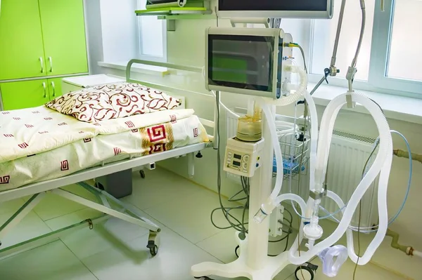 Close up of medical technical equipment in hospital ward.