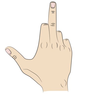 Isolated thumb and middle finger of the hand raised up that shows fuck.