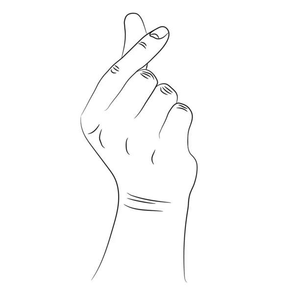 Geïsoleerd Silhouet Van Een Hand Die Symbool Van Koreaans Hart — Stockvector