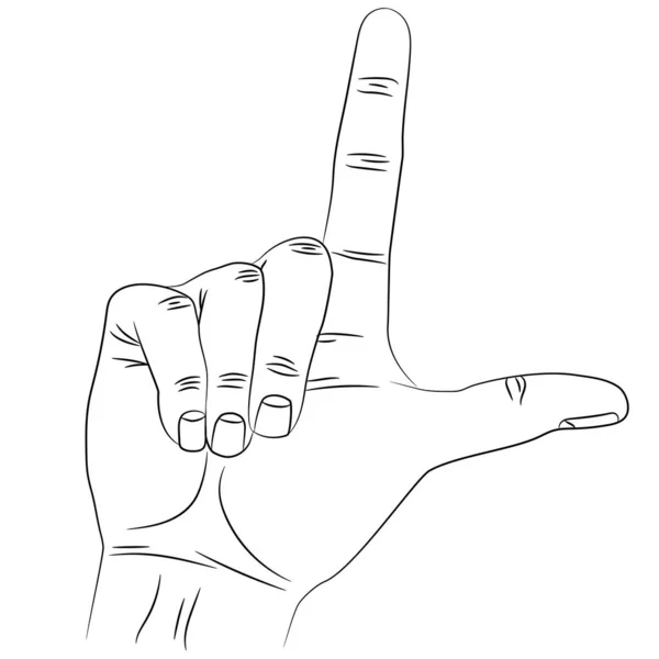 人差し指と親指でジェスチャー敗者を示す手の孤立したシルエット — ストックベクタ