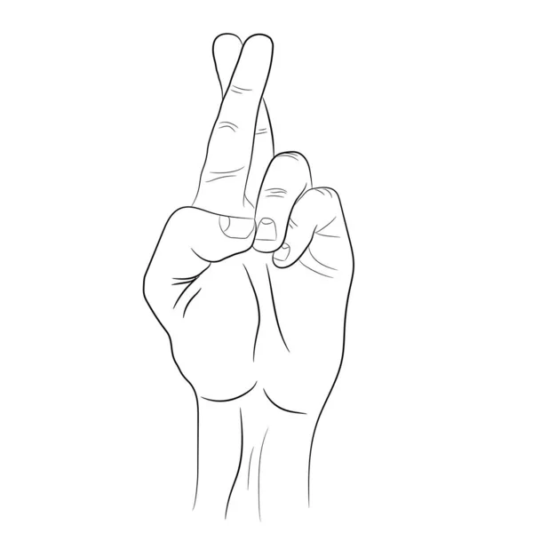 Ізольований Силует Руки Перехрещеним Індексом Середніми Пальцями Який Показує Знак — стоковий вектор