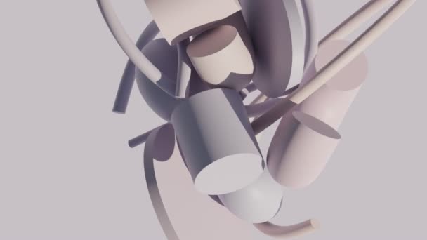 Dynamic Animation Colorful Geometric Figures Levitation Zero Gravity Render Primitive — Stock Video
