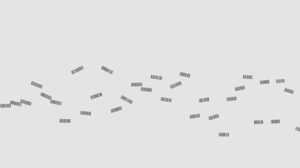 圆点运动 带有抽象图形轮廓的怪异运动设计 白色背景上的动画黑色形状 混乱的线框网络 — 图库视频影像