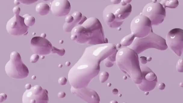 Render Liquid Bubbles Levitation Smooth Morphing Spheres Movement Vivid Animation Royalty Free Stock Video