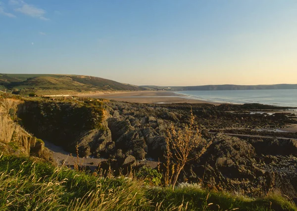 Soleil Soir Woolacombe Bay Wessex Devon Angleterre Royaume Uni Europe — Photo