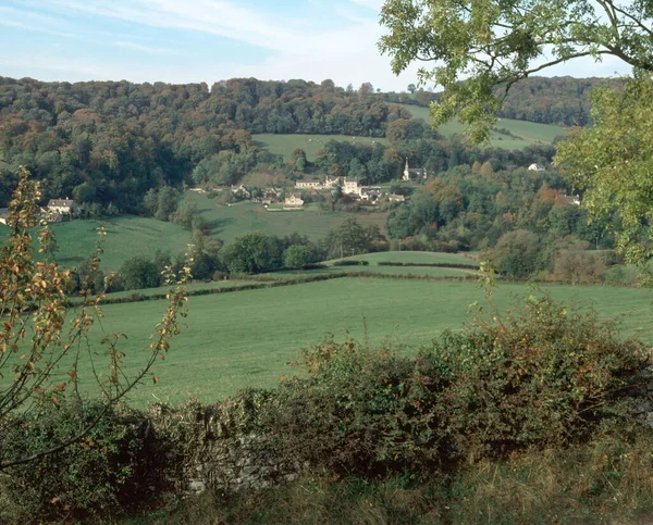 Zicht Het Idyllische Slad Valley Slad Dorp Gloucestershire Cotswolds Engeland — Stockfoto