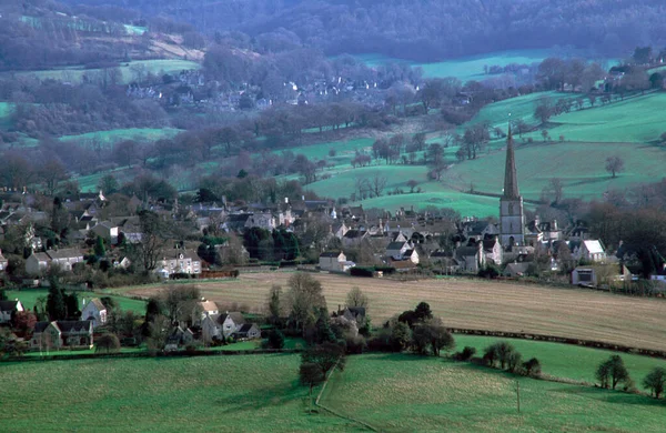 Evening light view to picturesque Painswick in Gloucestershire, Cotswolds, England, UK, Europe