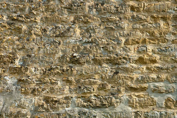 Alte Flechten Bedeckte Kalksteinmauer Hintergrund Textur — Stockfoto