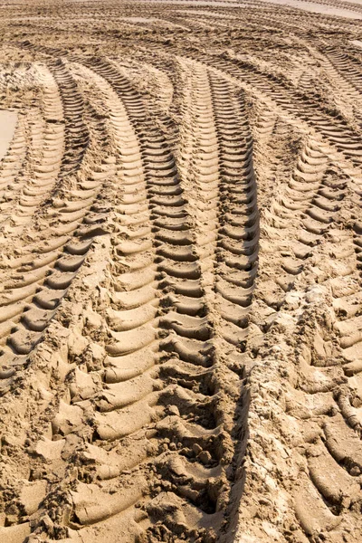 Huellas Neumáticos Tractor Arena Playa — Foto de Stock